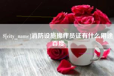 霸州消防设施操作员证有什么用途百度